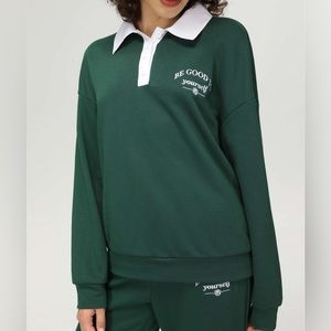 Be Good To Yourself Green Oversized Sweatshirt